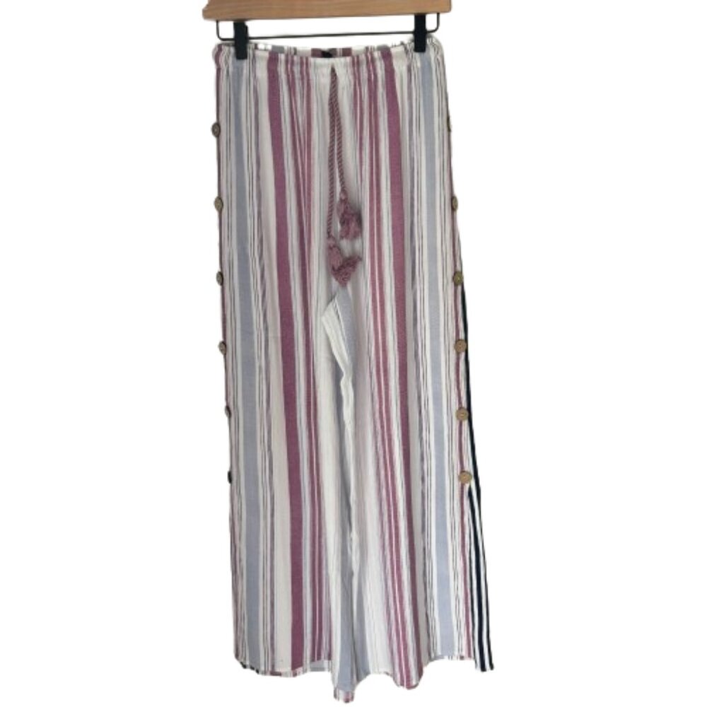 Love University Wide Leg Pants Summer Casual Loose Fit Beach Palazzo Harlem M